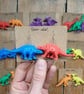 Red and Blue Ankylosaurus Soft Plastic Dinosaur Earrings - Upcycled Toys