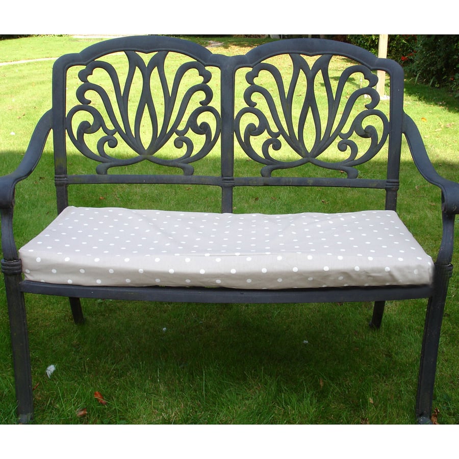 Garden Bench or Window Seat Pad Cover Polka Dot COVER ONLY Beige