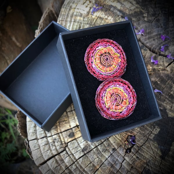 Red edged recycled cufflinks - sustainable jewellery