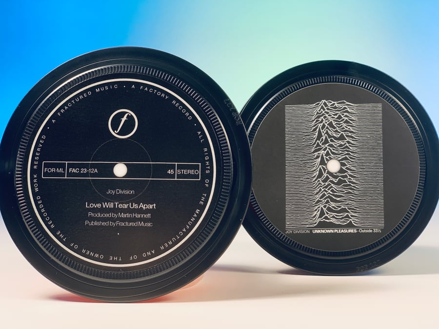 Joy Division. 2 record label coasters. Unknown Pleasures Love Will Tear Us Apart