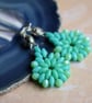 Turquoise and Green Beaded Drop Earrings - Image 3
