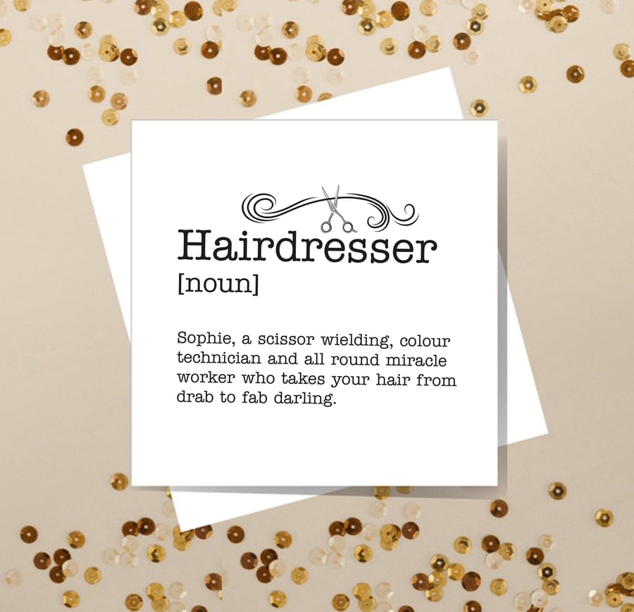 Hairdresser Colour Technician Definition Card - personalised, blank inside