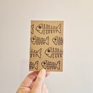 Fish Skeleton Lino Printed Pocket Notebook