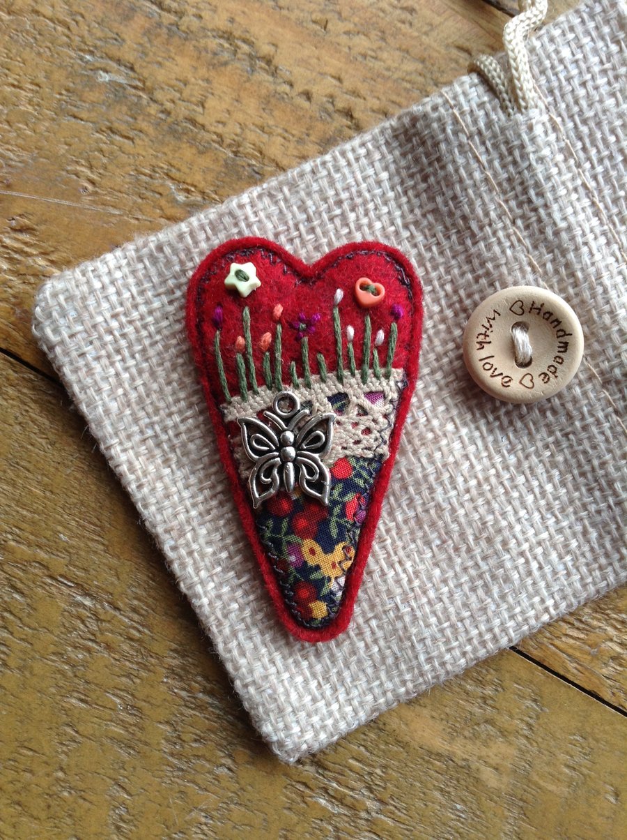 Liberty fabric felt charm brooch badge