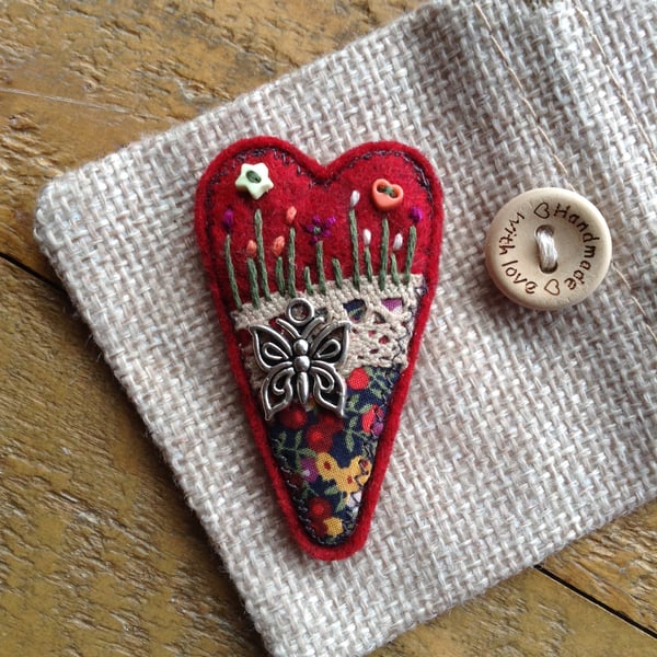 Liberty fabric felt charm brooch badge