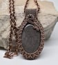 Wire Woven Silver Sheen Obsidian and Copper Gothic Pendant - Image 5