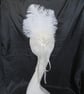 Ivory Off White Ostrich Feather Ribbon Trails Regency Style Headpiece Fascinator - Image 4