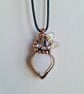 Pink Rose Quartz Heart Crystal & Copper Necklace Pendant Gift Jewellery Jewelry