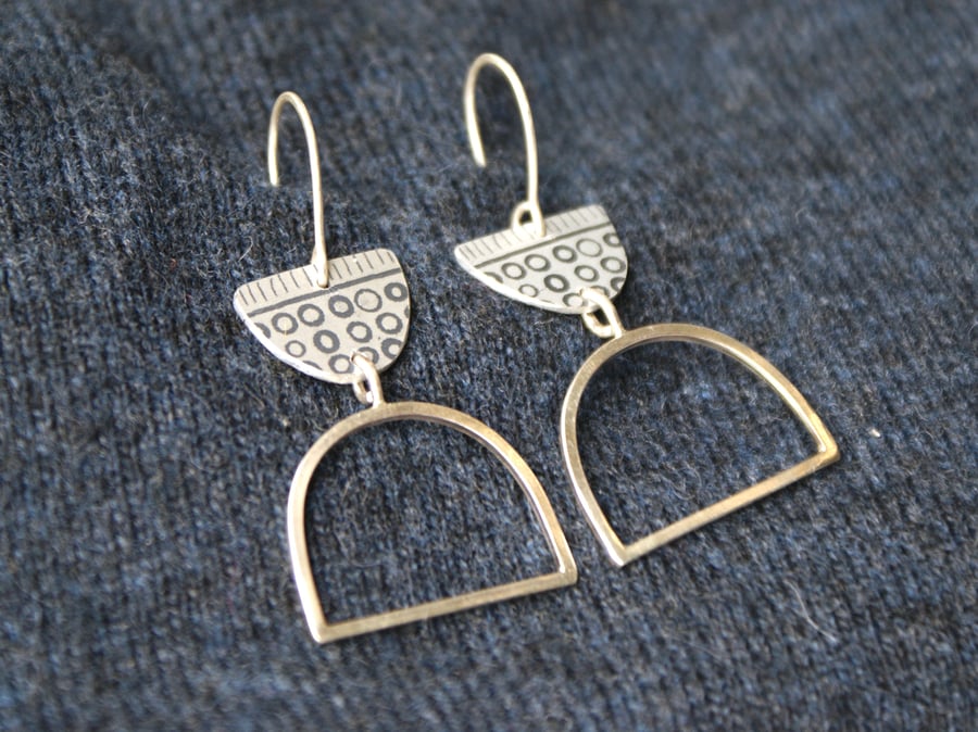 Grey and silver drop earrings