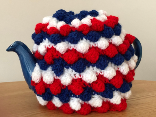Red White And Blue Crochet Tea Cosy 3-4 Cup (R830M)