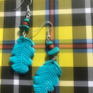 Turquoise feather earrings