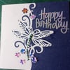 Navy dragonfly birthday card 