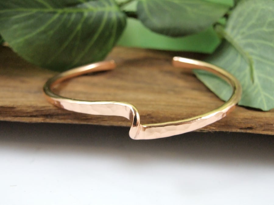 Copper Wave Cuff. Heavy Twist Design Bangle, Size Medium