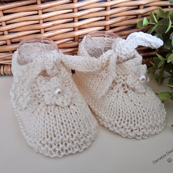 Pure Organic Cotton Baby Girl's Booties - Shoes  3-6 months size