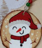Snowman hanging woodslice decoration  - Image 2