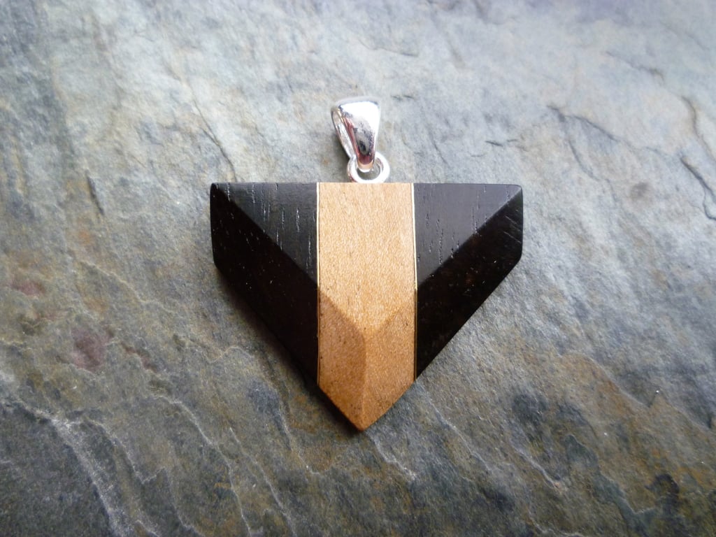 Wood Pendant, ebony, apple, silver