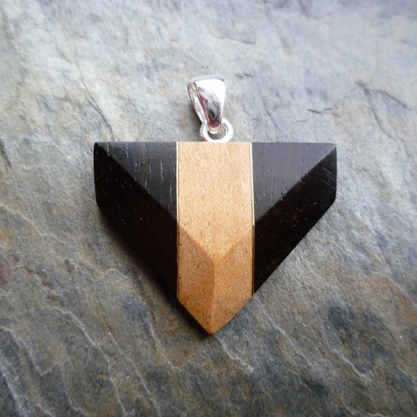 Wood Pendant, ebony, apple, silver