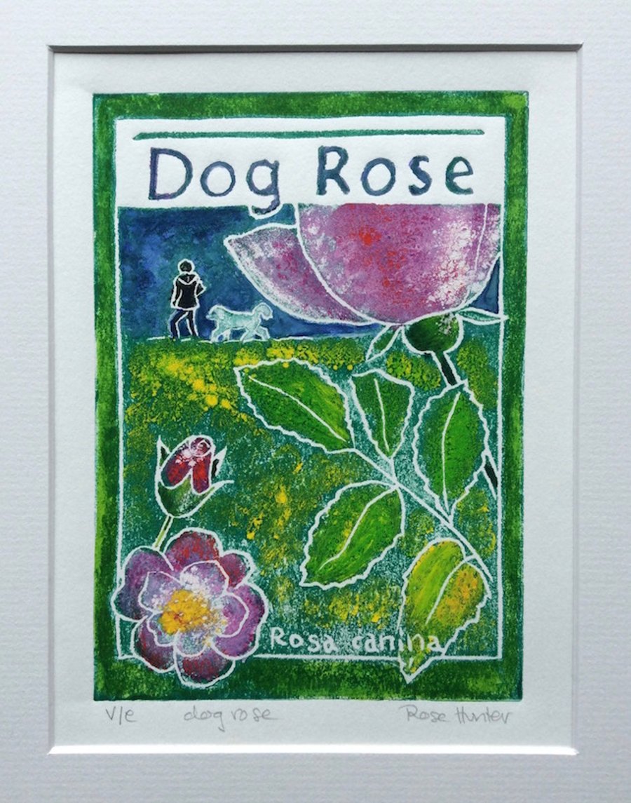 Dog Rose - charity original hand painted lion print 001