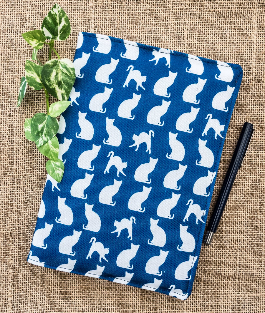 Cat Fabric A5 lined hardback notebook cover gifts for cat lovers unique design  