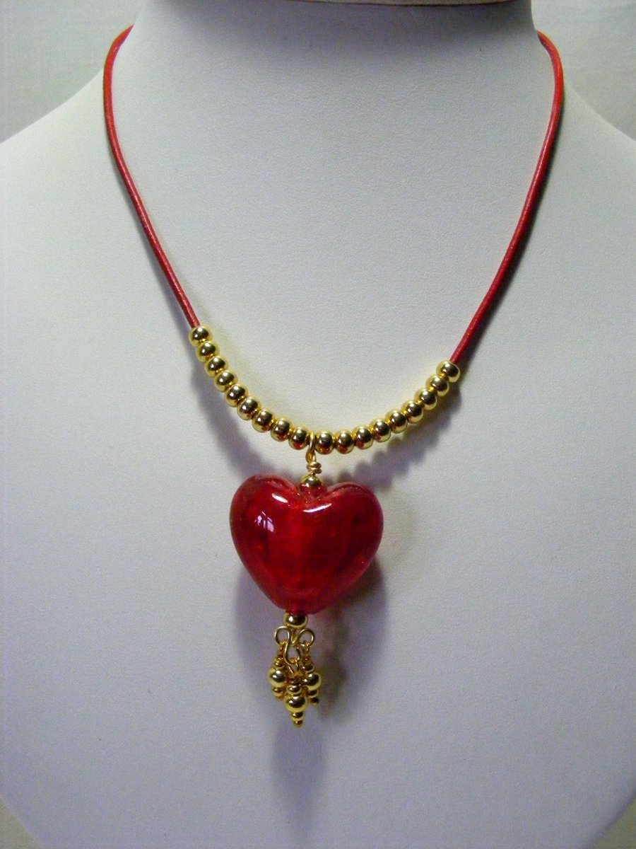 Red Glass Heart Necklace