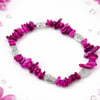 Hot Pink Shell Bead Bracelet.