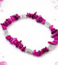 Hot Pink Shell Bead Bracelet.