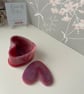 Cute Dusky Pink glittery heart shaped trinket pot with lid 7.5cm FREE postage