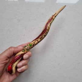 Ivy Ogham Awen wand elegant Pagan, Wiccan Druid ritual wand alter magic snake