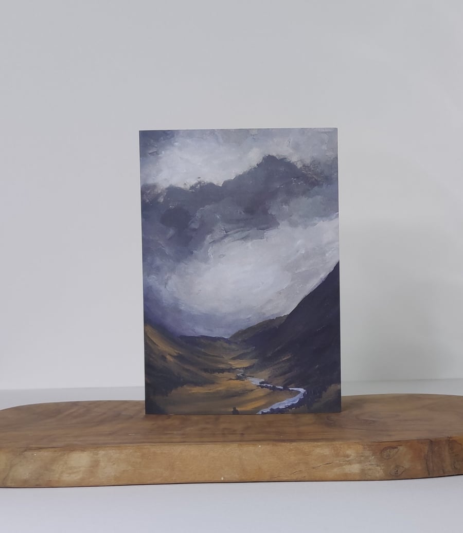 River Valley, Mountain Stream Landscape Greeting Card Print from Original Art