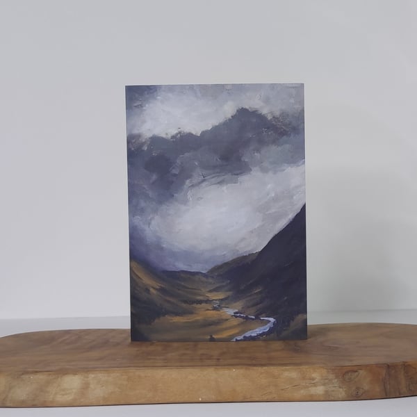 River Valley, Mountain Stream Landscape Greeting Card Print from Original Art