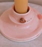 Handmade Pink Candle Holder with Tiny Robin Bird , Pottery for Christmas - Image 2