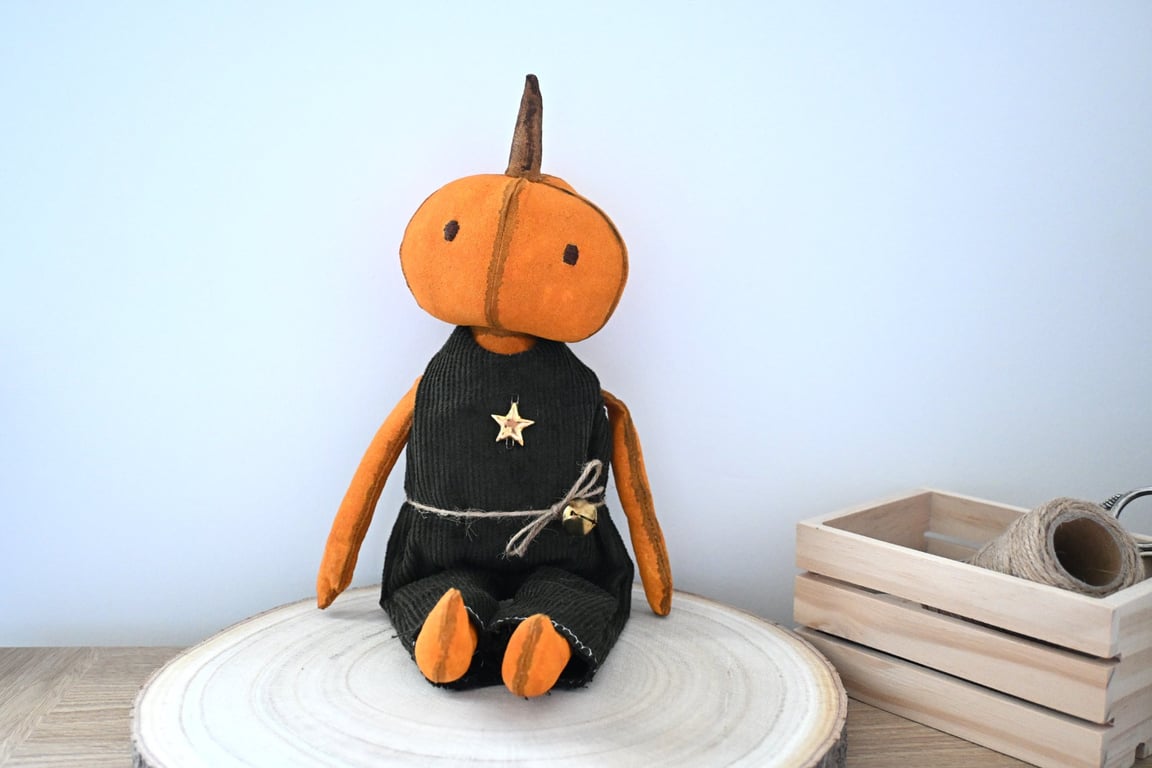 pumpkin fabric art doll keepsake 