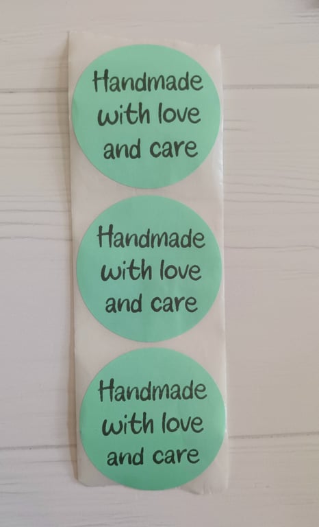 50 'Handmade With Love & Care' Thermal Printed Stickers (200G)