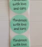 50 'Handmade With Love & Care' Thermal Printed Stickers (200G)