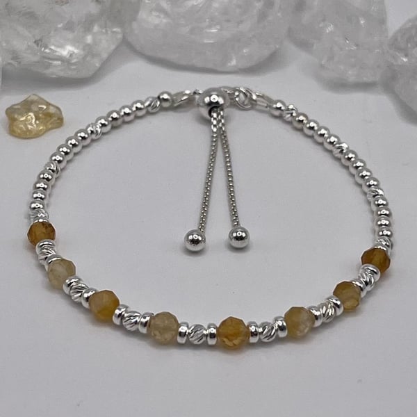 Sterling Silver And Citrine Bolo bracelet