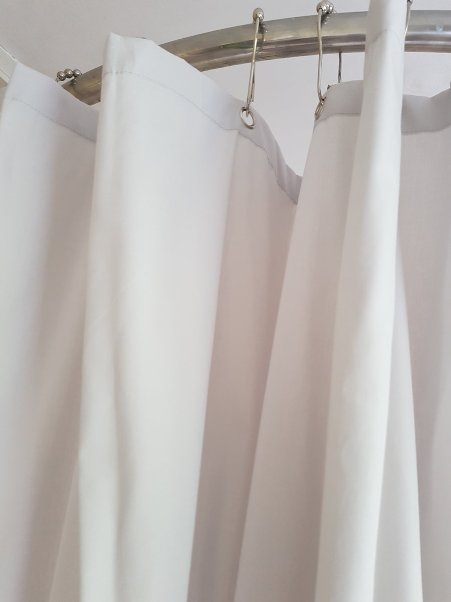 Light Grey Organic Cotton Shower Curtain, washable non-waxed