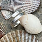Sterling silver adjustable wrap ring, textured silver ring.
