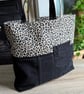 Roomy Upcycled Denim and Leopard Print X-Large Tote Bag - Image 3