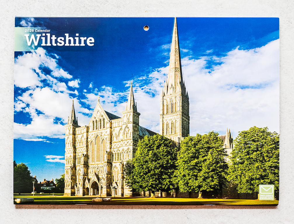 2026 A4 Wall Calendar Wiltshire countryside landscapes scenes UK views scenery 