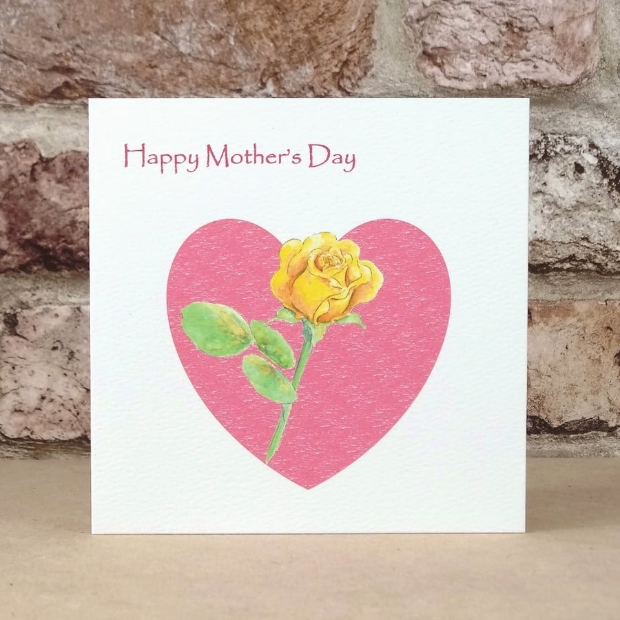 Mothers Day Card Rose Heart  (Ecofriendly)