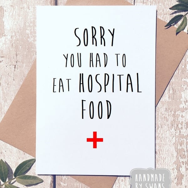 Get well soon card, funny get well card, funny greeting card, card for him, card