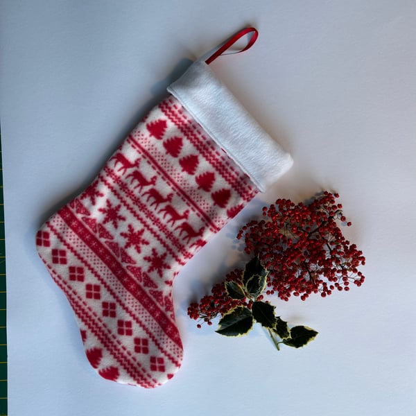 Festive Fabric Christmas Stocking