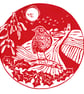 Robin Winter Scene- Handprinted  - Image 1