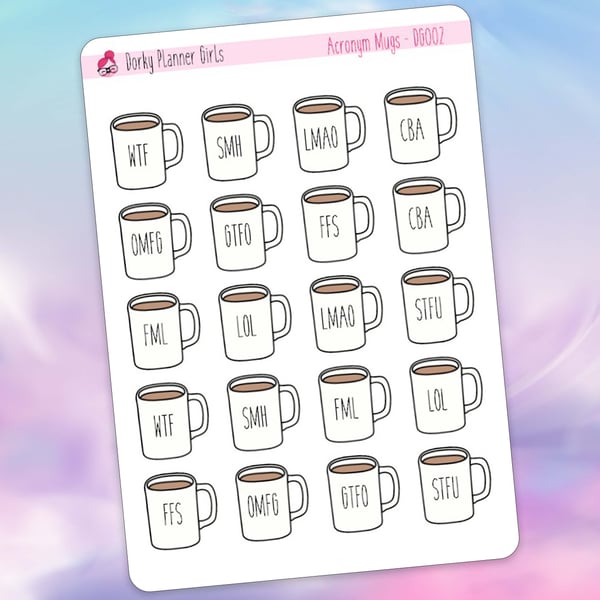 Acronym Mugs Planner Stickers