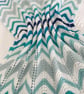 Shades of blue and aqua baby blanket, hand knitted in 100% cotton yarn. - Image 5