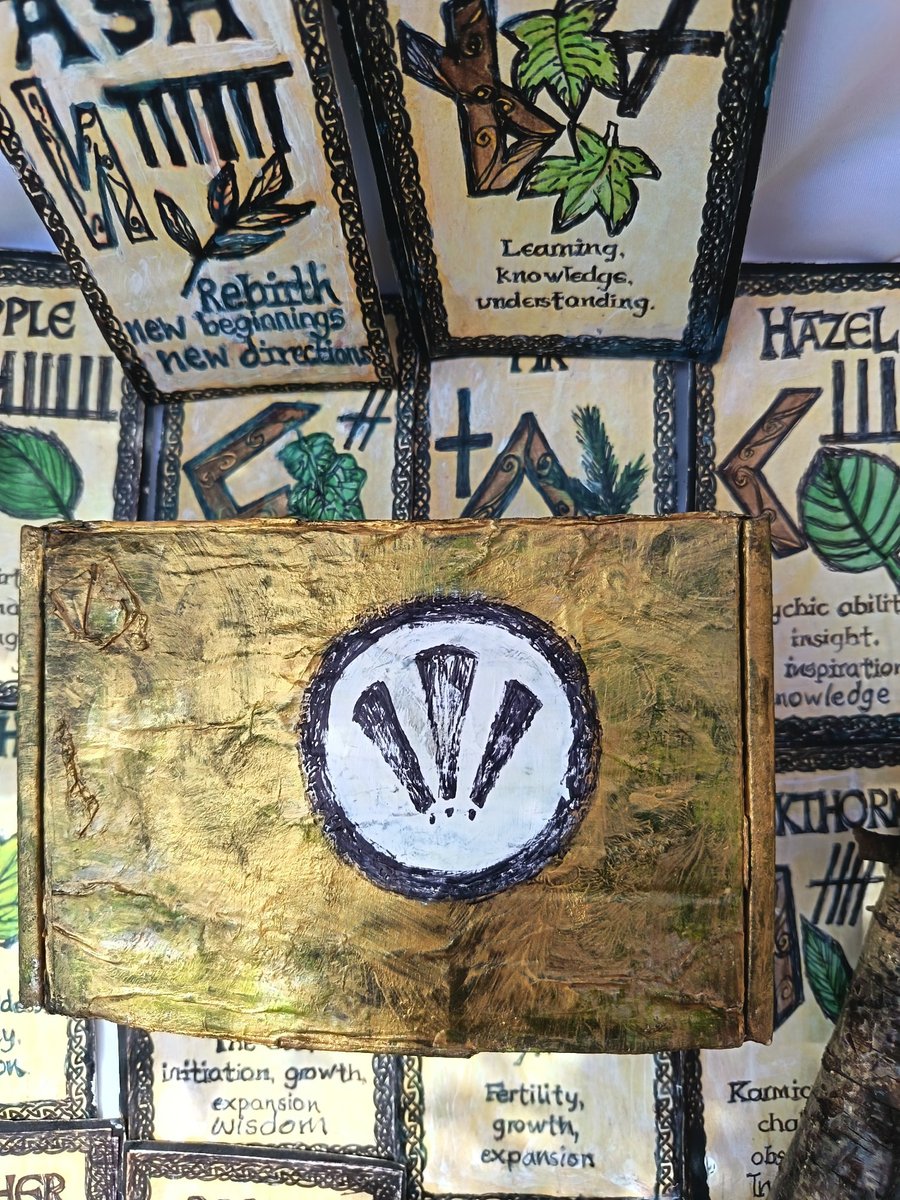 Ogham oracle; gold acrylic embossed presentation 