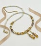 Champagne Glass & Natural White Stone Earrings Necklace in Gold Stainless Steel - Image 5