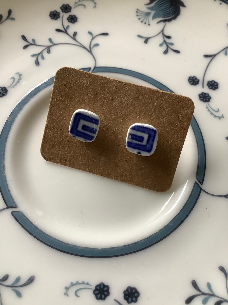 Handmade Ceramic Earrings One of a Kind Sterling Silver