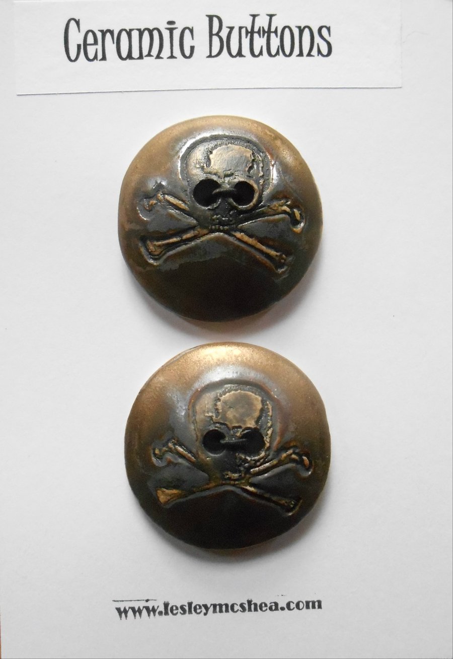 Buttons Skull Ceramic stoneware.