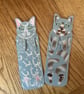 Grey tortoiseshell Cat bookmark. Embroidered kitty page keeper